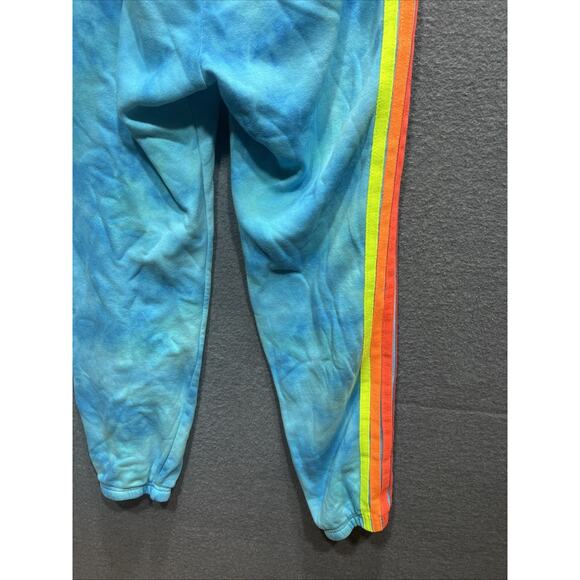 Aviator Nation Hand Dyed 5 Stripe Joggers Tie Dye Neon Blue Womens Size M - Picture 8 of 15